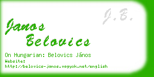 janos belovics business card